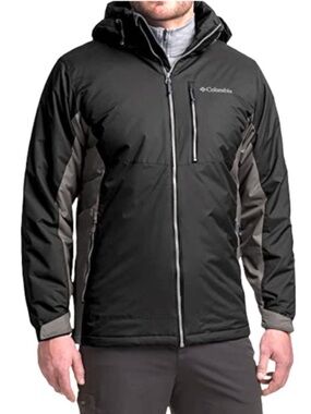 Columbia Omni-Tech Insulated Winter Jacket Black Gray Size M